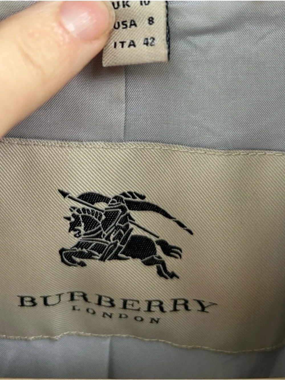 Burberry Grey Plaid Short Trench (Size 8) - Picture 12 of 13